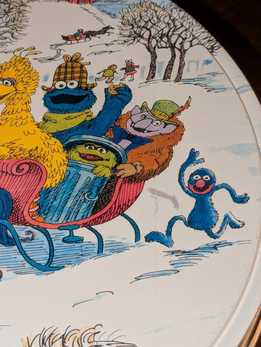 Vntg 1979 Sesame Street Winter Sleigh Ride Tin